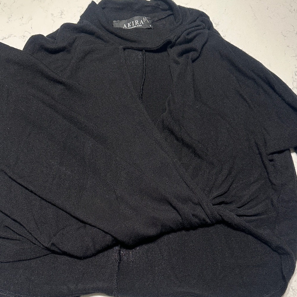 AKIRA Elegant Black Drape Top